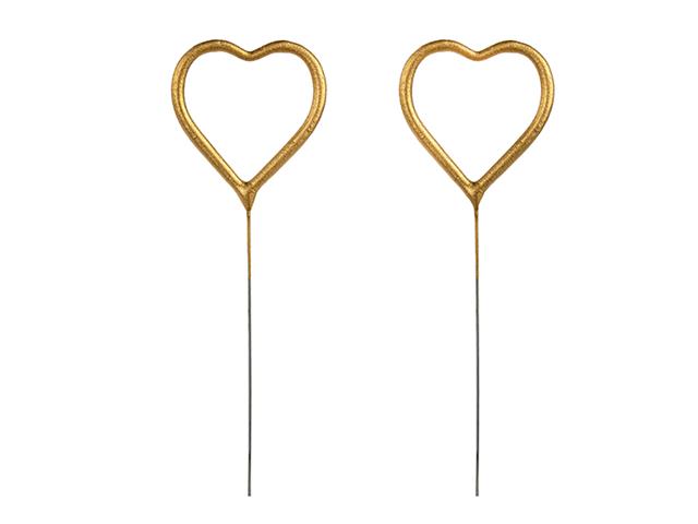 Zimne ognie Serce, złoty, 16.5cm: 1op./2szt. PARTYDECO