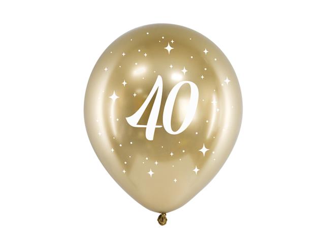 Balony Glossy 30cm, 40, złoty: 1op./6szt. PARTYDECO