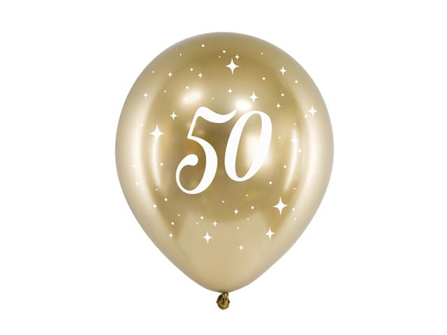 Balony Glossy 30cm, 50, złoty: 1op./6szt. PARTYDECO