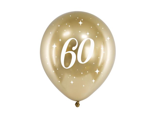 Balony Glossy 30cm, 60, złoty: 1op./6szt. PARTYDECO