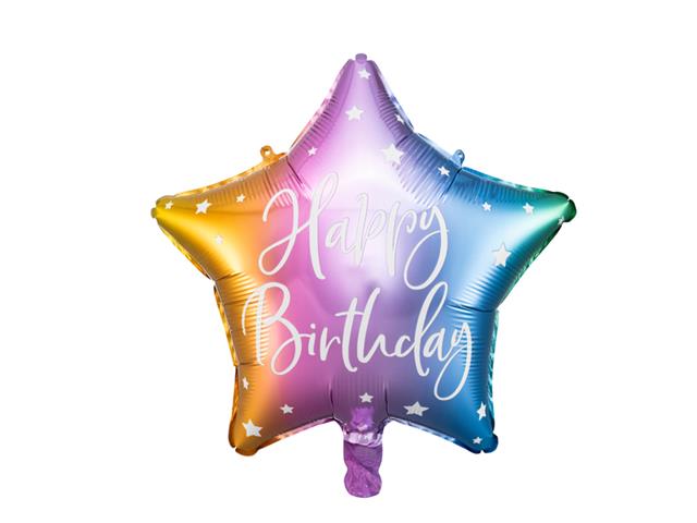 Balon foliowy Happy Birthday, 40cm, mix PARTYDECO
