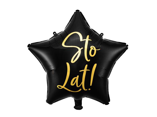 Balon foliowy Sto Lat!, 40cm, czarny PARTYDECO