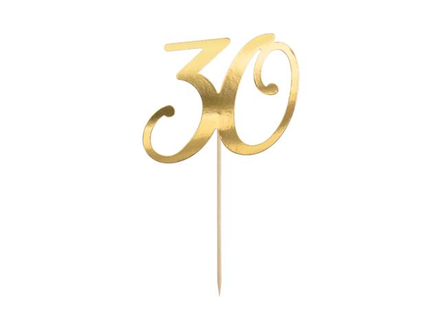 Topper na tort ''30'', złoty, 20.5cm PARTYDECO