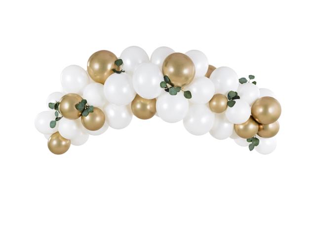 GIRLANDA BALONOWA - BIAŁO-ZŁOTA, 200CM: 1OP./60SZT. PARTYDECO
