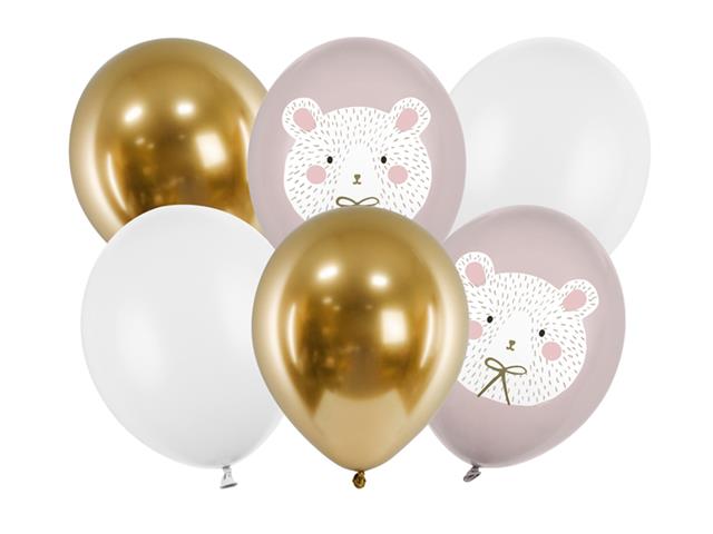 BALONY MIŚ POLARNY 30CM  MIX: 1OP./6SZT.PARTYDECO