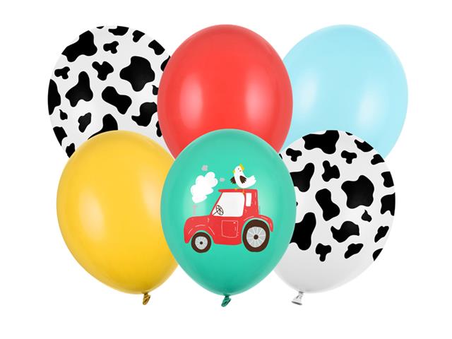 Balony 30 cm, Farma, mix: 1op./6szt. PARTYDECO