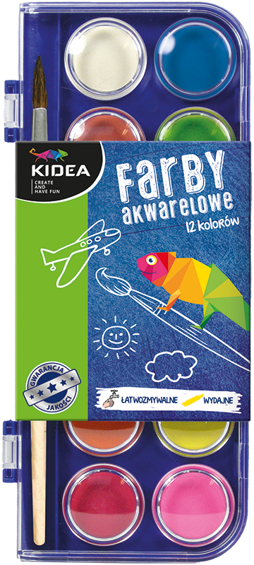DERFORM FARBY AKWARELOWE 12 KOLORÓW FA12KKA KIDEA /12/
