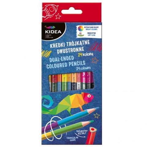 DERFORM KREDKI DWUSTRONNE 24 KOLORY TRÓJKĄTNE KIDEA /12/