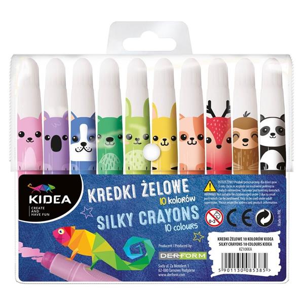 DERFORM KREDKI ŻELOWE 10 KOLORÓW KZ10KKAKIDEA /12/