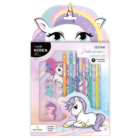 DERFORM ZESTAW OŁÓWEK,KREDKI,GUMKI      UNICORN KIDEA /12/