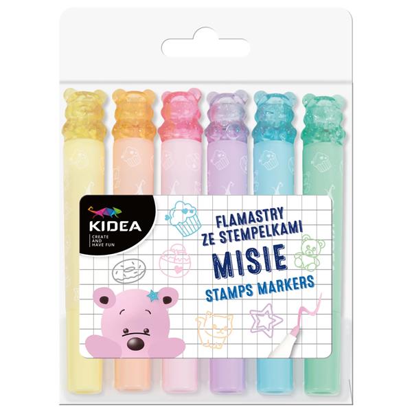 DERFORM FLAMASTRY DWUSTRONNE ZE STEMPELKAMI MISIE MISIE 6 KOLORÓW FSM6KA /12/