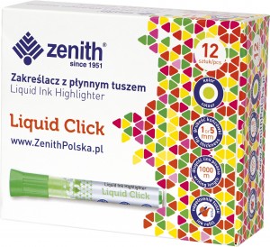 zenith zakreślacz zielony z płynnym tuszem liquid click 1-5mm 208 315 001 /12/