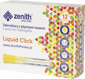 zenith zakreślacz żółty z płynnym tuszemliquid click 1-5mm 208 315 002 /12/
