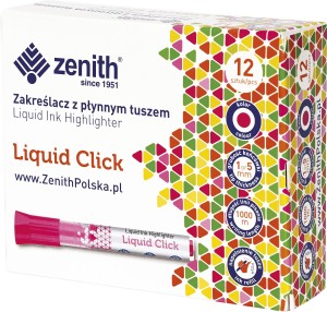 zenith zakreślacz różowy z płynnym tuszem liquid click 1-5mm 208 315 004 /12/