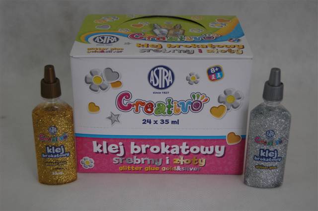 astra klej brokatowy 35ml złoty,srebrny 332 118 001 /24/