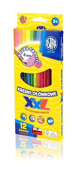 astra kredki ołówkowe 12 kolorów xxl gruby grafit 312 120 002 /12/