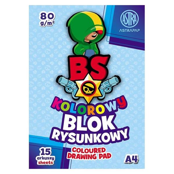 astra blok rysunkowy a4 15k 80g/m2  kolorowy barwiony w masie 106 021 012  /10/