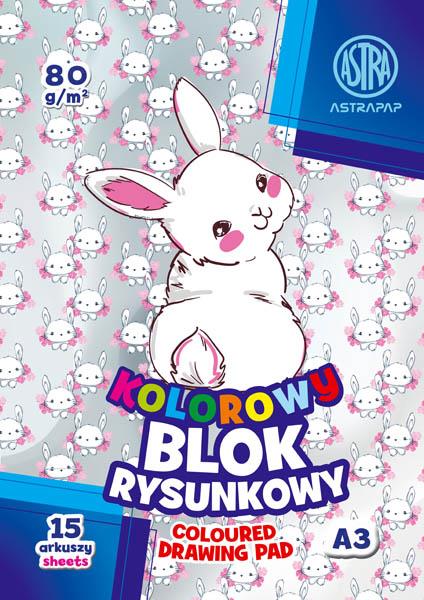 astra blok rysunkowy a3 15k 80g kolorowy barwiony w masie 106 021 005   /10/