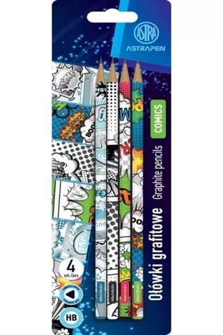ASTRA OŁÓWKI GRAFITOWE TRÓJKĄTNE HB PEN COMICS OP.4SZT BLISTER 206 023 013