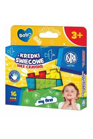 ASTRA KREDKI ŚWIECOWE W KSZTAŁCIE KLOCKÓW 8 KOLORÓW BABY 16SZT. 316 023 010 /12/