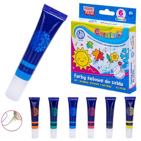 ASTRA FARBY ŻELOWE DO SZKŁA 6 KOLORÓW   15ML CREATIVO 301 122 015