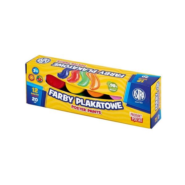 ASTRA FARBY PLAKATOWE 12 KOLORÓW 20ML   Standard box