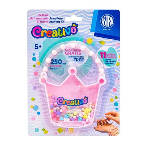 ASTRA ZESTAW KORALIKÓW KORONA CREATIVO 250SZT + 2M GUMKI