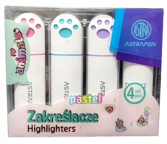 ASTRA ZAKREŚLACZE Z ŁAPKAMI ASTRAPEN ANIMALS 4 KOLORY PASTEL 208 024 901 /24/