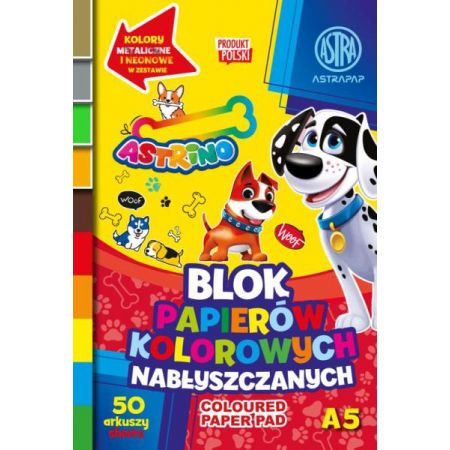 ASTRA BLOK PAPIERÓW KOLOROWYCH A5 50K NABŁYSZCZANYCH ASTRINO 106 023 004 /10/