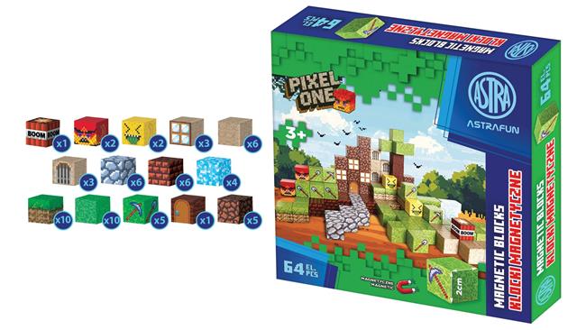 ASTRA KLOCKI MAGNETYCZNE PIXEL ONE 64EL.ASTRAFUN 717 026 008