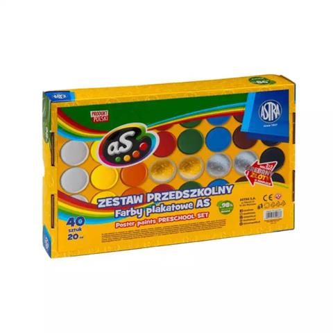 ASTRA ZESTAW PRZEDSZKOLNY FARBY PLAKATOWE AS 40 SZTUK 20ML 301 225 043