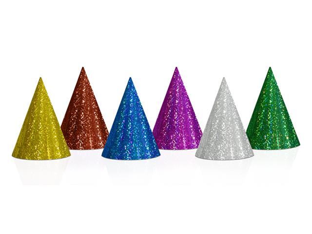 Czapeczki holograficzne, mix, 16cm: 1op./20szt. PARTYDECO