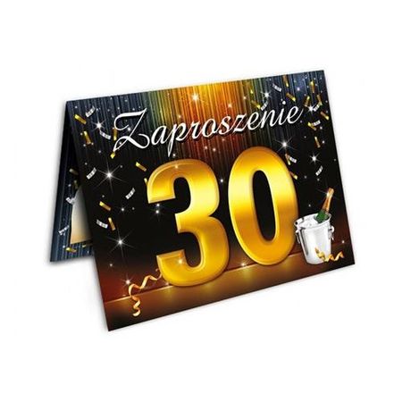 god-zaproszenie 30-ka z szampanem op.10szt