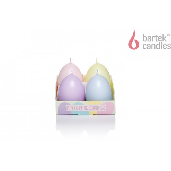 ŚWIECA WIELKANOCNA JAJKO 4SZT 45X60 220G /12/ MIX PASTEL BARTEK CANDLES