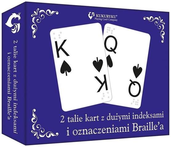 KARTY DO GRY Z DUŻYMI INDEKSAMI I ZNAKAMI BRAILLE'A KUKURYKU