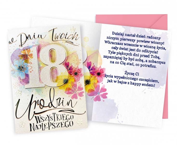 KUKARTKA KARTKA OZDOBNA 18 URODZINY DK-899