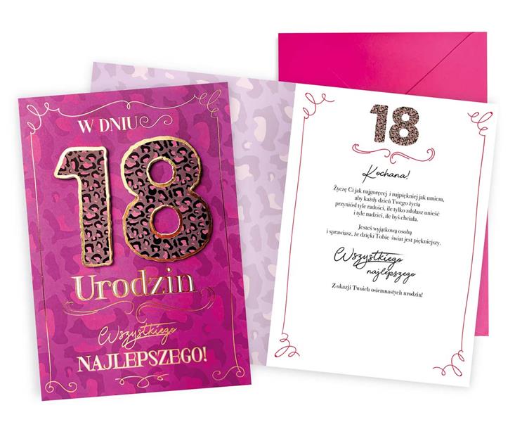 kukartka karnet okolicznościowy 18 urodziny dream cards plus dkp-017