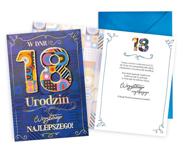 kukartka karnet okolicznościowy 18 urodziny dream cards plus dkp-018