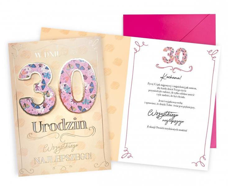 kukartka karnet okolicznościowy 30 urodziny dream cards plus dkp-019