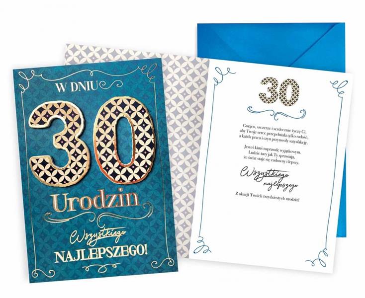 kukartka karnet okolicznościowy 30 urodziny dream cards plus dkp-020