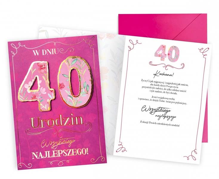 kukartka karnet okolicznościowy 40 urodziny dream cards plus dkp-021