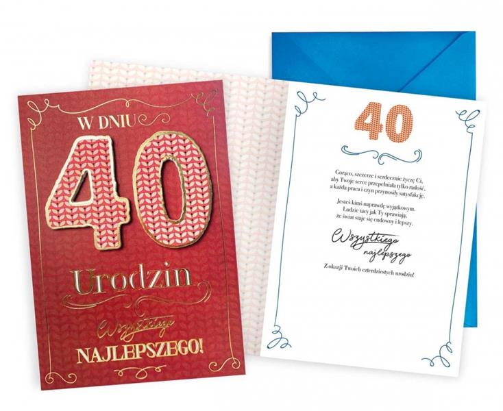 kukartka karnet okolicznościowy 40 urodziny dream cards plus dkp-022