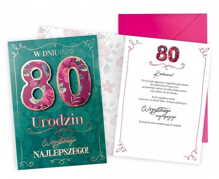 kukartka karnet okolicznościowy 80 urodziny dream cards plus dkp-029