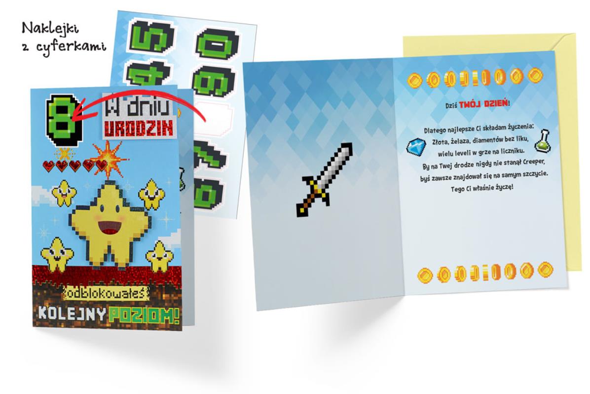 KUKARTKA KARTKA OZDOBNA URODZINY CYFRY  NAKLEJKI DKP-051