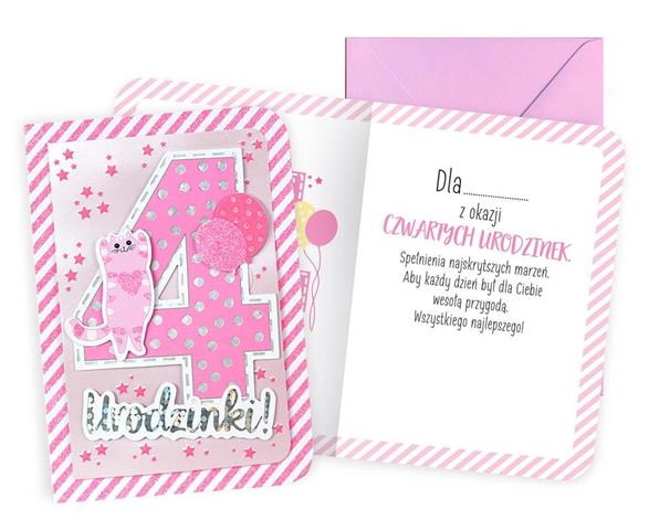 KUKARTKA KARTKA OZDOBNA 4 URODZINY DK-988 (CYFERKI)