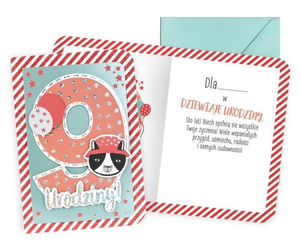 KUKARTKA KARTKA OZDOBNA 9 URODZINY DK-998 (CYFERKI)