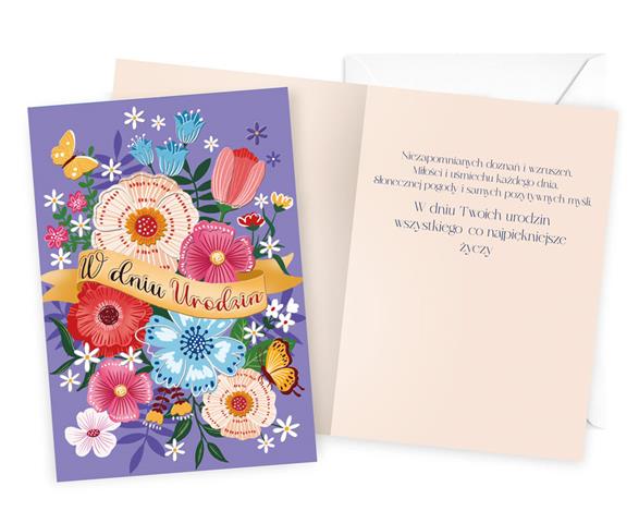 KUKARTKA KARTKA OZDOBNA URODZINY DK-1154 (KWIATY)