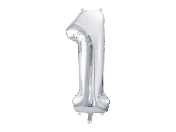 Balon foliowy Cyfra ''1'', 86cm, srebrny PARTYDECO