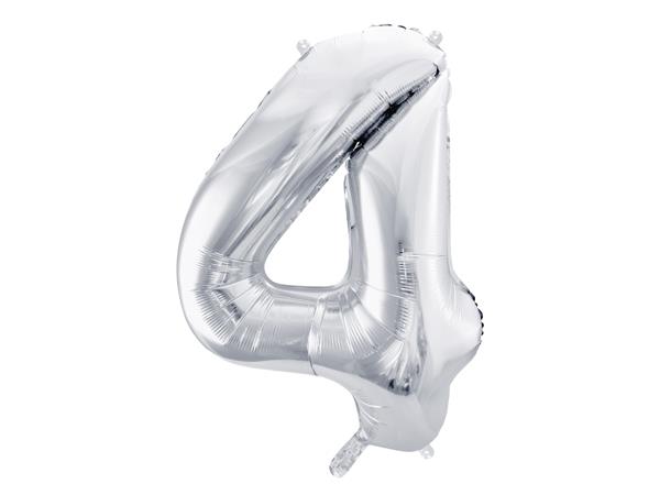 Balon foliowy Cyfra ''4'', 86cm, srebrny PARTYDECO