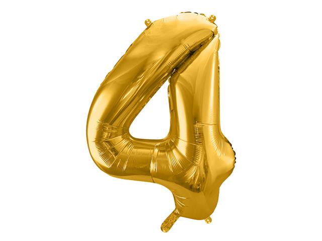 Balon foliowy Cyfra ''4'', 86cm, złoty PARTYDECO